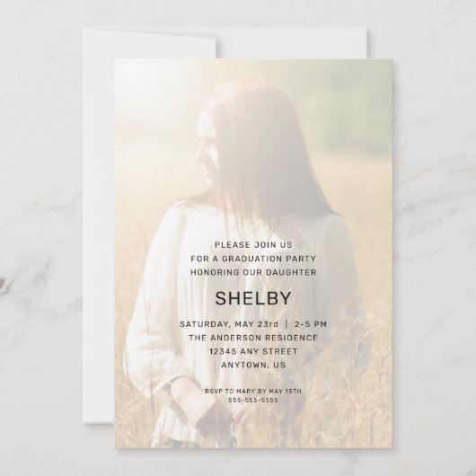 Invitation Moderne Script 2 Photo Graduation verticale (Dos)