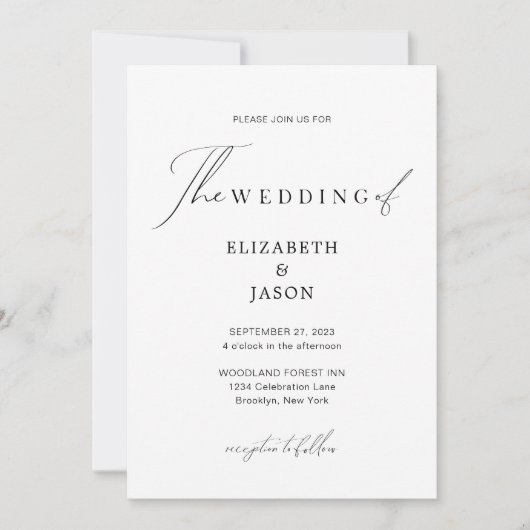 Invitation Moderne Script Calligraphie Monogramme Mariage pho (Devant)
