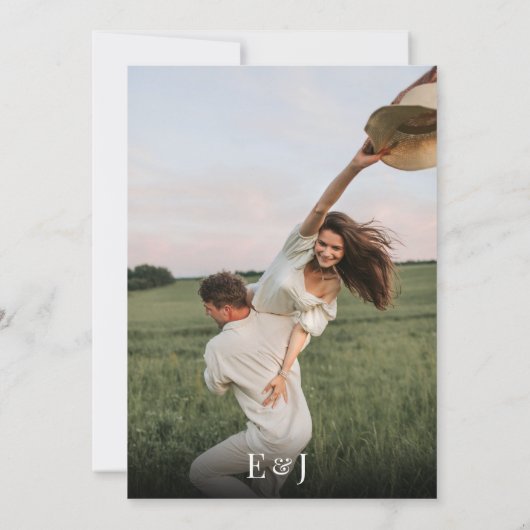 Invitation Moderne Script Calligraphie Monogramme Mariage pho (Dos)