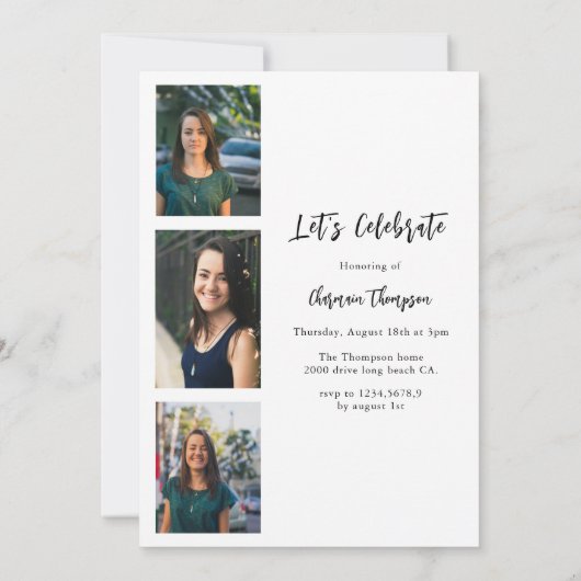 Invitation Moderne Script Calligraphie Photo Graduation (Dos)