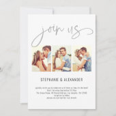Invitation Moderne Script de mariage "3 Photos Rejoignez-nous (Devant)