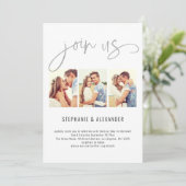 Invitation Moderne Script de mariage "3 Photos Rejoignez-nous (Debout devant)