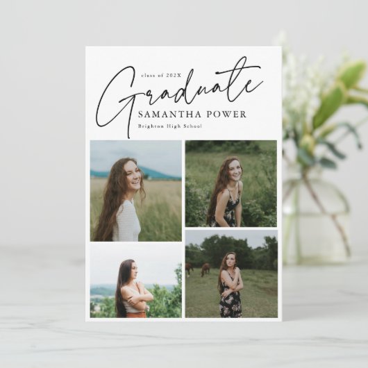 Invitation Moderne Script Diplômé 10 Photos Diplôme (Debout devant)