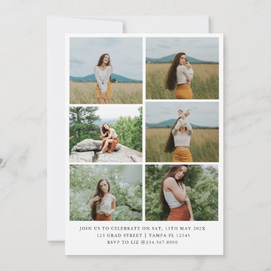 Invitation Moderne Script Diplômé 10 Photos Diplôme (Dos)