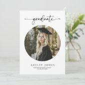 Invitation Moderne Script Diplômé 4 Photo Collage Graduation (Debout devant)