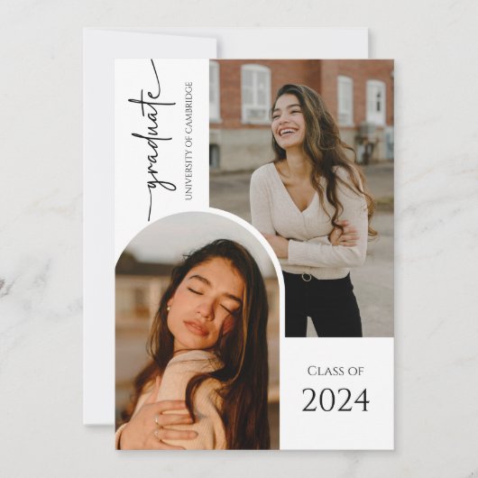 Invitation Moderne Script Graduate Photo Collage Graduation (Devant)