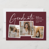 Invitation Moderne Script Graduate Photo Collage Graduation (Devant)