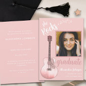 Invitation Moderne Script Gradué Photo Guitare rose