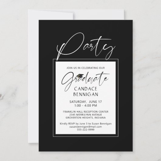 Invitation Moderne Script Gradué Une photo White Casquette Pa (Dos)