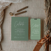 Invitation Moderne script minimal géométrique sauge vert