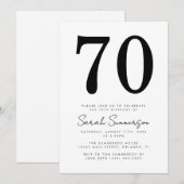 Invitation Moderne Script Noir Blanc Soixante-dix 70e Anniver (Devant / Derrière)
