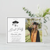 Invitation Moderne Script Photo Ecole (Debout devant)