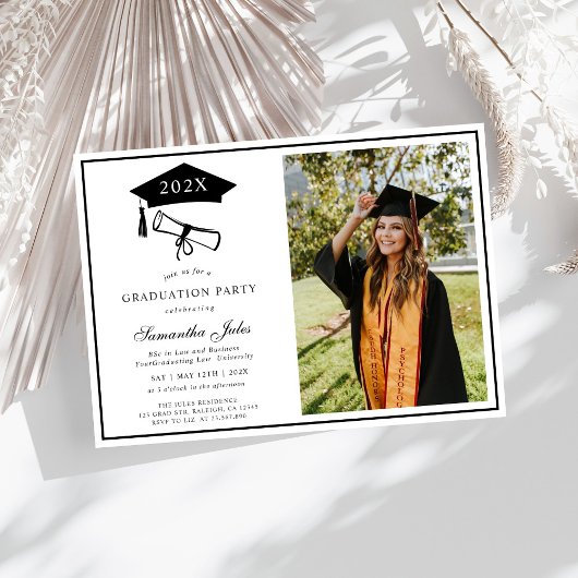 Invitation Moderne Script Photo Ecole