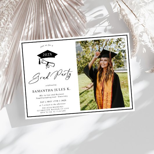 Invitation Moderne Script Photo Ecole