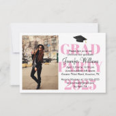 Invitation moderne script rose minima grad party 2025 photo (Devant)