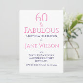 Invitation Moderne Script Rose Navy 60 Anniversaire Fabuleux (Debout devant)