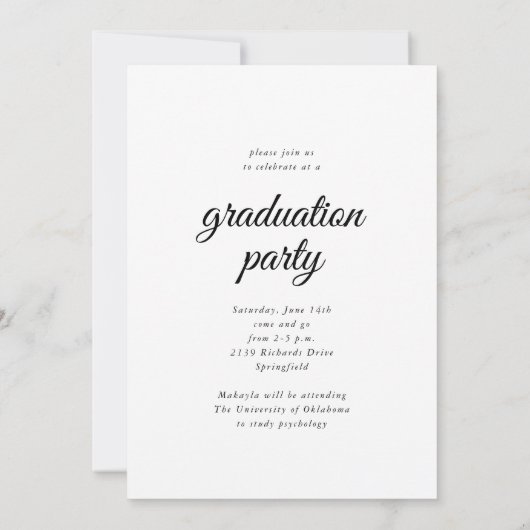 Invitation Moderne Script simple Trois diplômes photo (Dos)