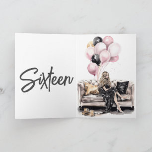 Invitation Moderne seize, doux 16, rose, fête d'anniversaire