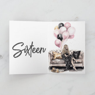 Invitation Moderne seize, doux 16, rose, fête d'anniversaire