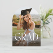 Invitation Moderne Serif Elegant Arch Photo Graduation (Debout devant)