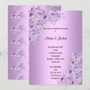 Invitation Moderne Silver Lilac Purple floral ÉLÉGANT MARIAGE