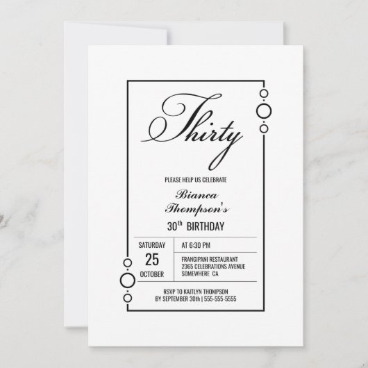 Invitation Moderne Simple 30e fête d'anniversaire (Devant)