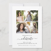 Invitation Moderne Simple 5 Photo Calligraphie Facile Graduat (Dos)