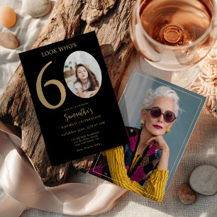 Invitation Moderne Simple amusant Black Gold 60e anniversaire