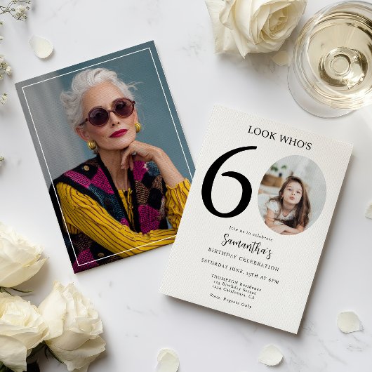 Invitation Moderne Simple amusant noir blanc 60e anniversaire