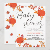 Invitation moderne simple automne Citrouille Baby shower feui (Devant / Derrière)