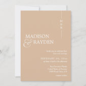 Invitation Moderne Simple Beige Monogramme Mariage photo (Devant)