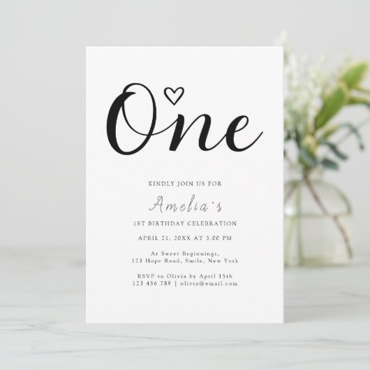 Invitation Moderne simple Boho Heart Premier anniversaire (Debout devant)