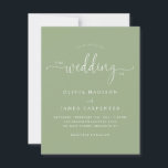 Invitation Moderne Simple Boho Sage Green Photo Wedding Invit<br><div class="desc">Moderne Élégant Script Calligraphie QR Code Site Web Mariage Détails Sage Green Photo Faire-part de mariage</div>
