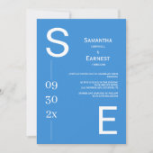 Invitation Moderne Simple Bold Bright Blue Photo Mariage (Devant)