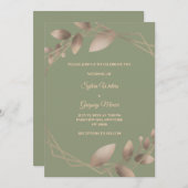 Invitation Moderne Simple botanique élégant sauge or vert (Devant / Derrière)