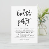 Invitation Moderne Simple Brossé Script Bachelor Party (Debout devant)