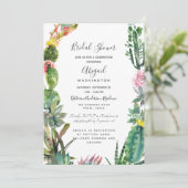 Invitation Moderne simple Cactus Fête des mariées succulente (Debout devant)
