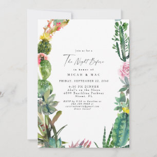 Invitation Moderne Simple Cactus Succulent La Nuit Avant