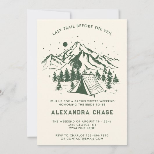 Invitation Moderne Simple Cam Bachelorette Itinéraire Week-en (Devant)