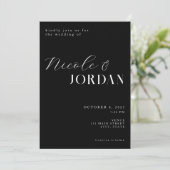 Invitation Moderne Simple Chic Mariage noir et blanc (Debout devant)