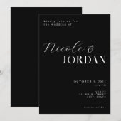 Invitation Moderne Simple Chic Mariage noir et blanc (Devant / Derrière)