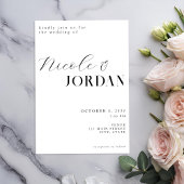 Invitation Moderne Simple Chic Mariage noir et blanc