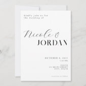 Invitation Moderne Simple Chic Mariage noir et blanc (Devant)