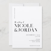 Invitation Moderne Simple Chic Noir et Mariage Ecru (Devant)
