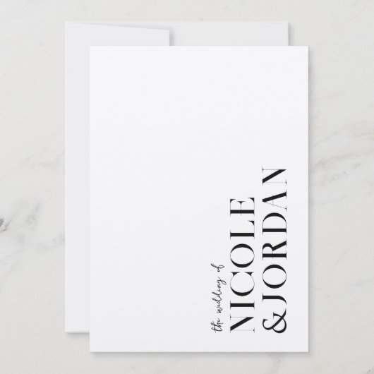 Invitation Moderne Simple Chic Noir et Mariage Ecru (Dos)