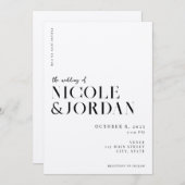 Invitation Moderne Simple Chic Noir et Mariage Ecru (Devant / Derrière)