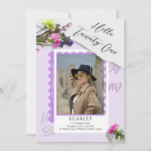 Invitation Moderne simple chic violet 21e anniversaire