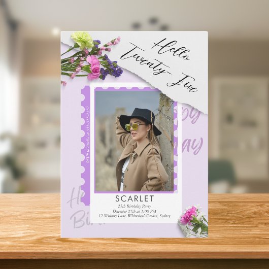 Invitation Moderne simple chic violet 25e anniversaire