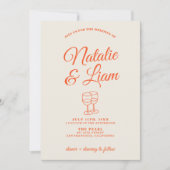 Invitation Moderne simple coloré main tiré Mariage rétro (Devant)
