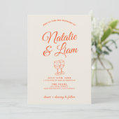 Invitation Moderne simple coloré main tiré Mariage rétro (Debout devant)